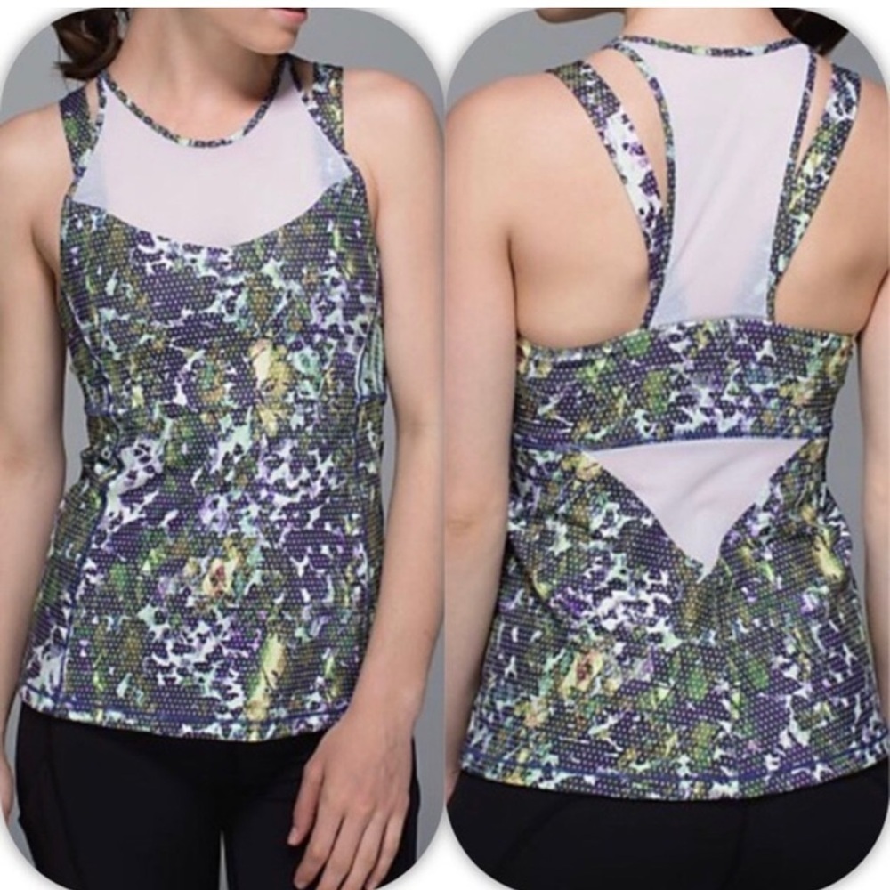 Lululemon Running in the City Multi Floral tank top sport 2 XS workout yoga